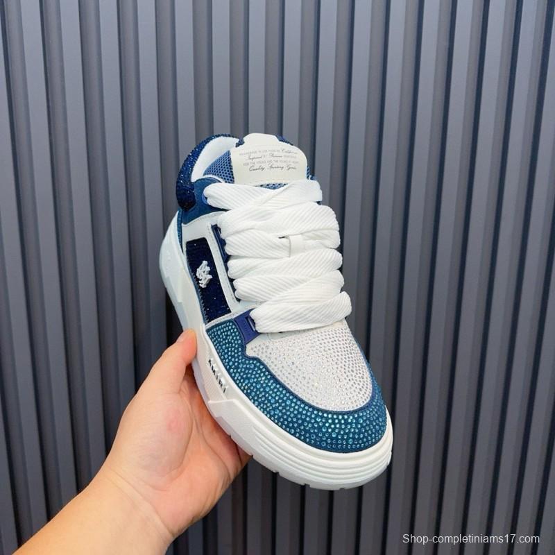 2024 Unisex Amiri Blue White Leather Sneakers MJ00410