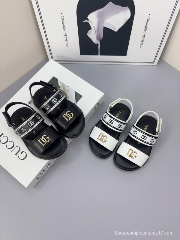 2025 Kids Dolce & Gabbana Black White Leather Sandals