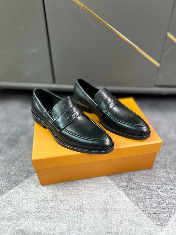 2024 Men Louis Vuitton Black Leather Formal Shoes MJ00290