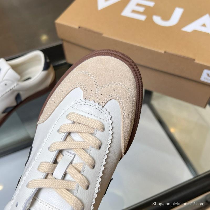 2025 Women VEJA White Beige Navy Suede Leather Casual Sneakers MJ00251
