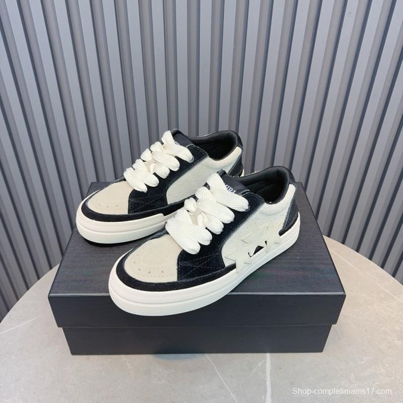 2024 Unisex Amiri Black White Leather Sneakers MJ00300