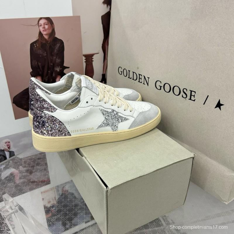 2024 Unisex GGDB White Silver Glitter Leather Suede Sneakers MJ00260