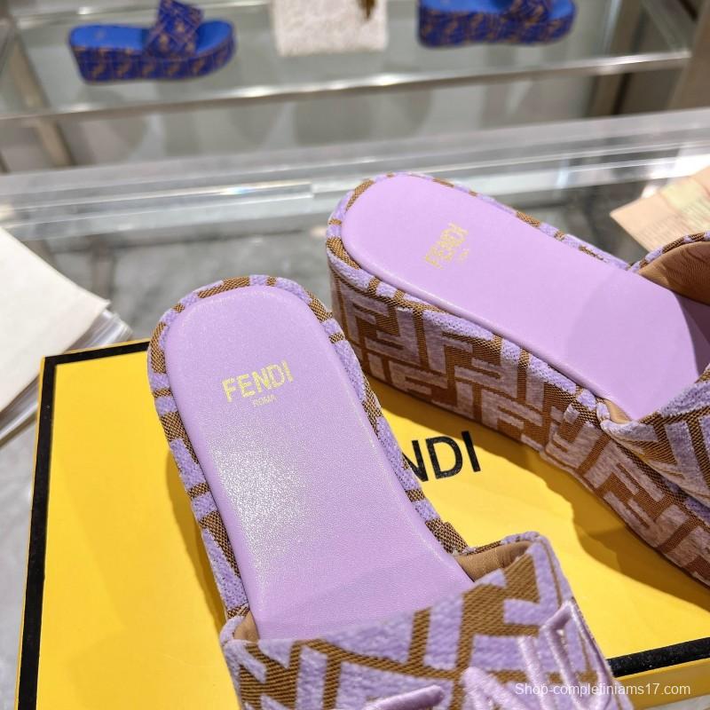2025 Fendi Pink Canvas Slippers KFY00240