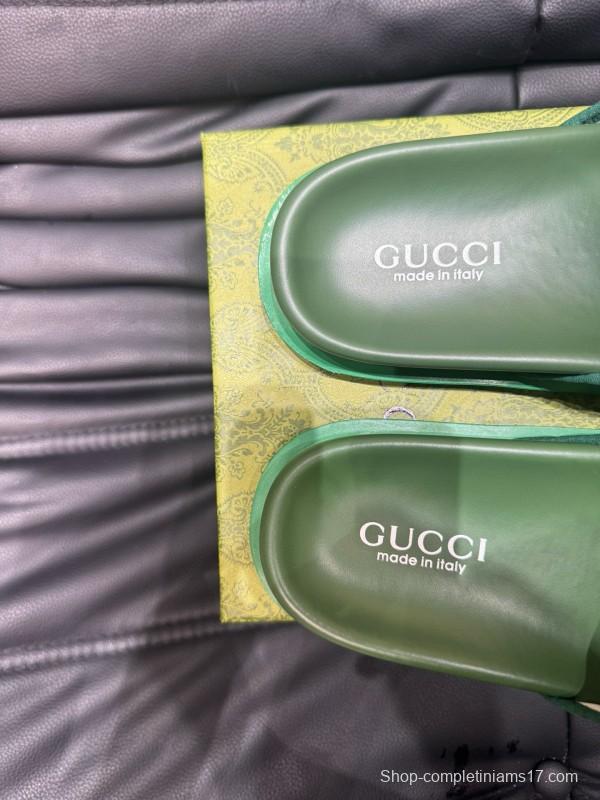 2024 Unisex Gucci Green Leather Mules MJ00200