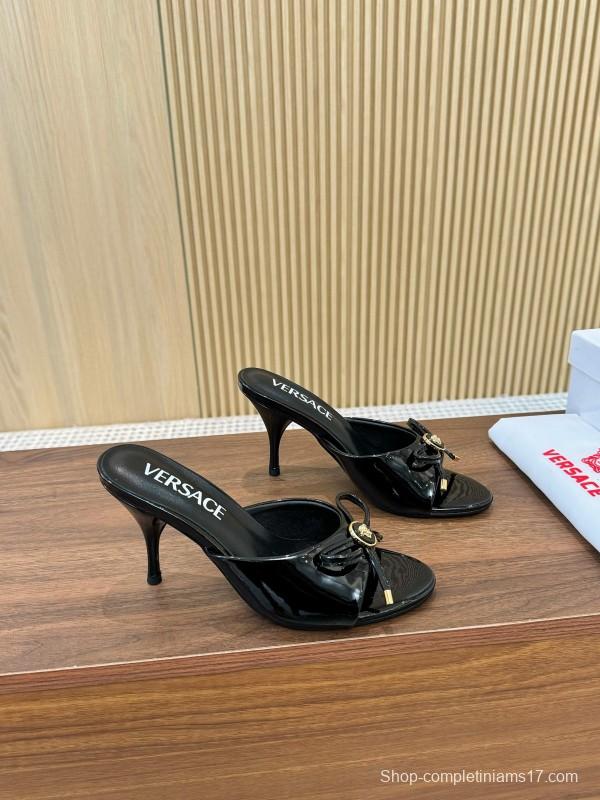 2025 Women VERSACE Black Leather High Heel LY00210