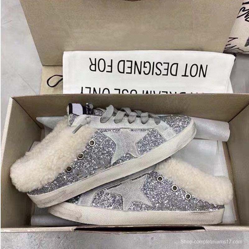 2024 Slippers GGDB Silver Shearling Slippers MJ00280