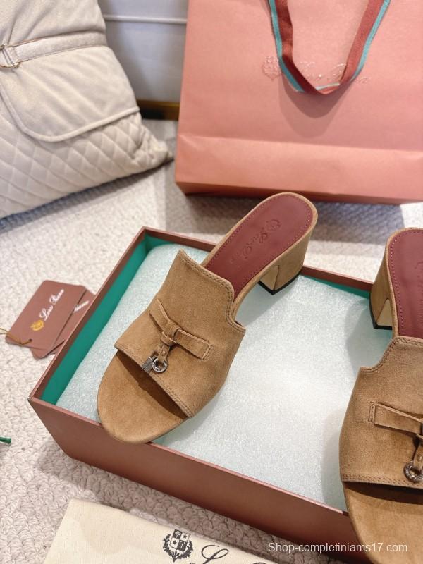 2025 Women LP Beige Suede Mule Sandals