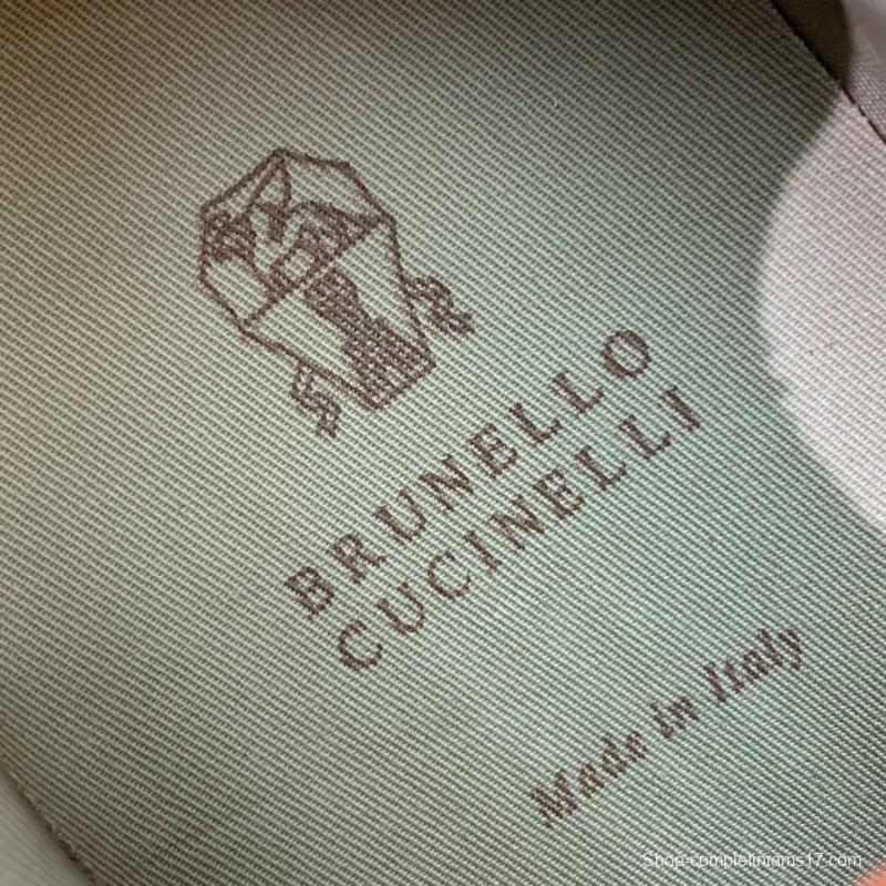 2025 Unisex Brunello Cucinelli Grey Brown White Suede Fabric Sneakers LY