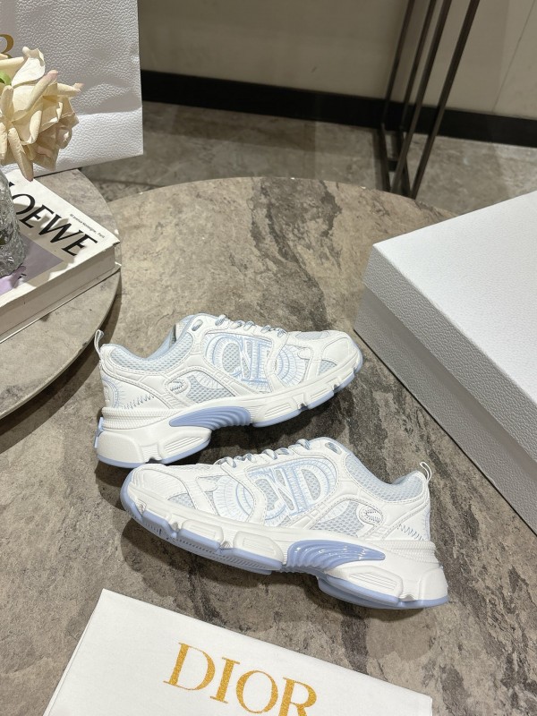 2025 Women Dior White Mesh Leather Sneakers