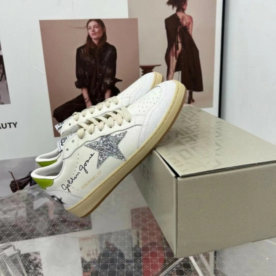 2024 Unisex GGDB White Silver Glitter Leather Sneakers MJ00260