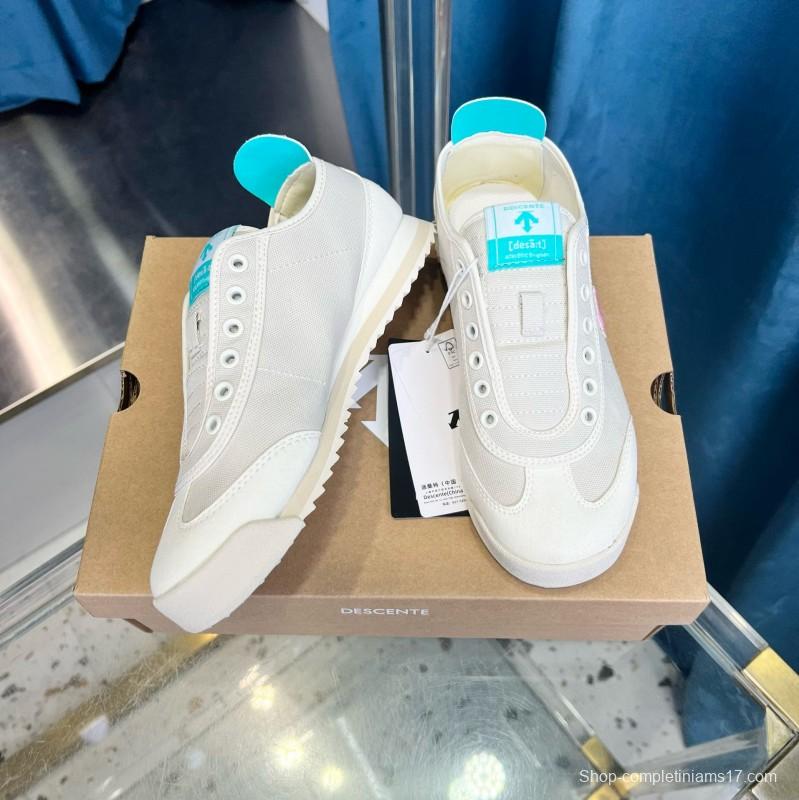 2024 Unisex DESCENTE迪桑特 White Pink Canvas Sneakers