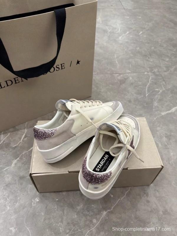 2024 Unisex GGDB White Pink Glitter Leather Suede Low Top Sneakers