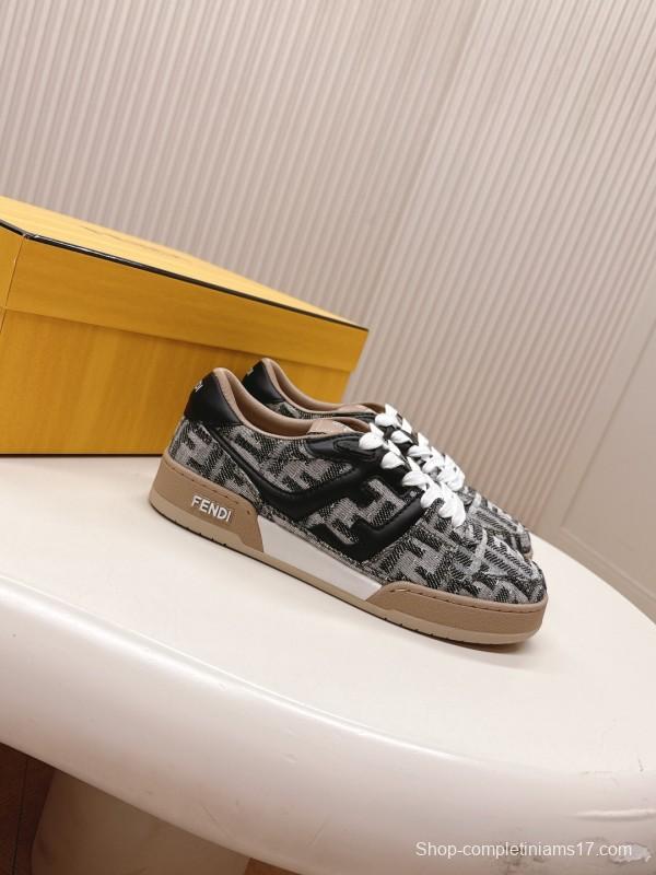 2025 Unisex Fendi Black Grey Brown Leather Fabric Plimsolls FD Match LY00350(F)/LY00360(M)