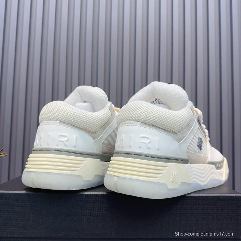 2024 Unisex Amiri White Beige Leather Mesh Sneakers MJ00360