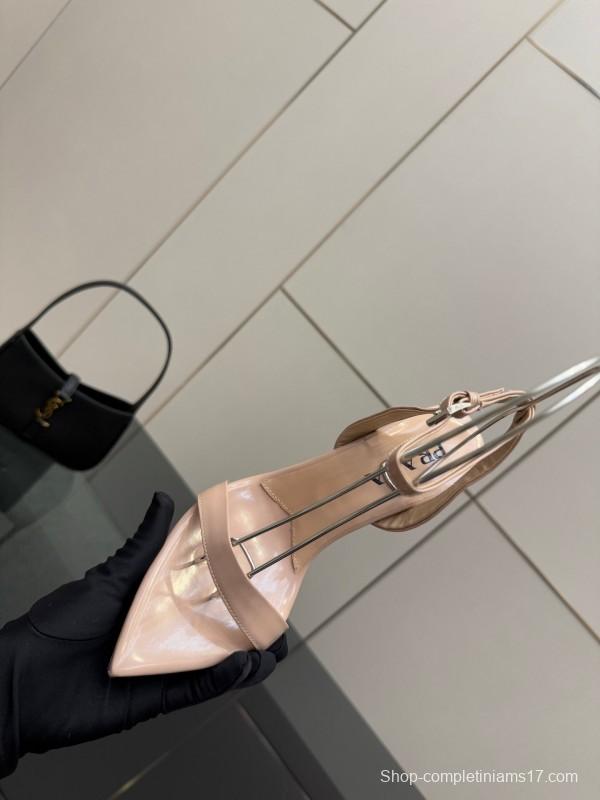 2025 Women Prada Nude Leather Sandals