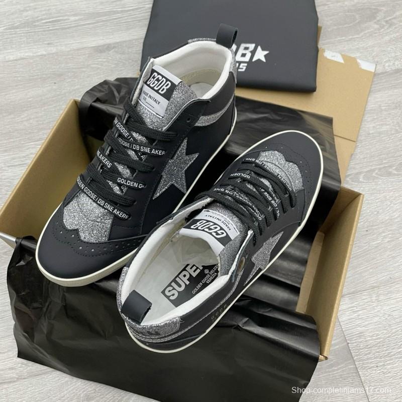 2024 Unisex GGDB Black Silver Leather Glitter High Top Sneakers MJ00300