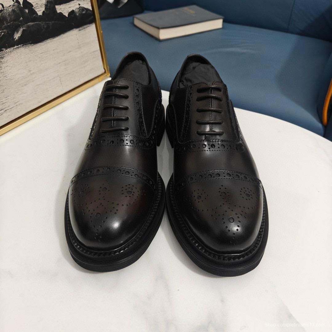 2024 Men Dolce & Gabbana Black Leather Derby Shoes MJ00420