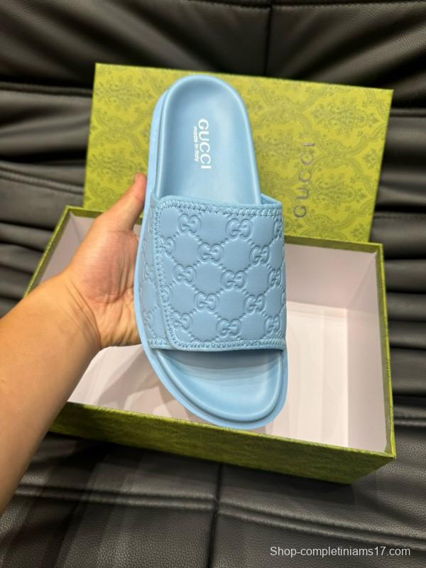 2024 Slippers Gucci Light Blue Synthetic Leather Slippers MJ00200