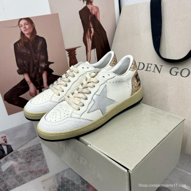 2024 Unisex GGDB White Silver Glitter Leather Sneakers MJ00260