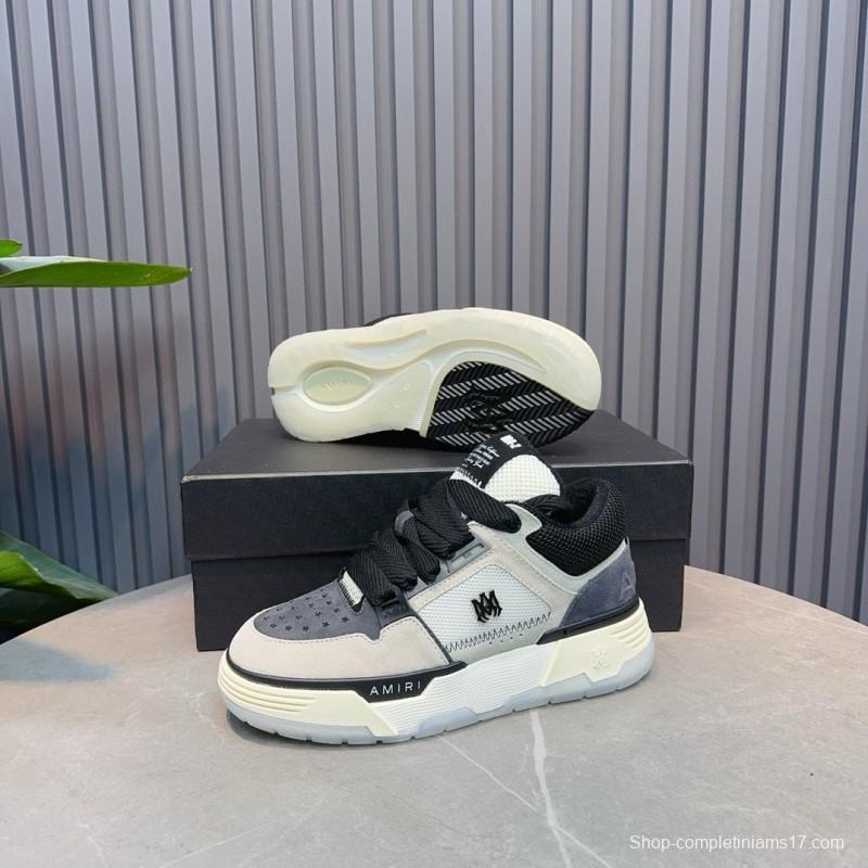 2024 Unisex Amiri Black White Grey Leather Mesh Sneakers MJ00360