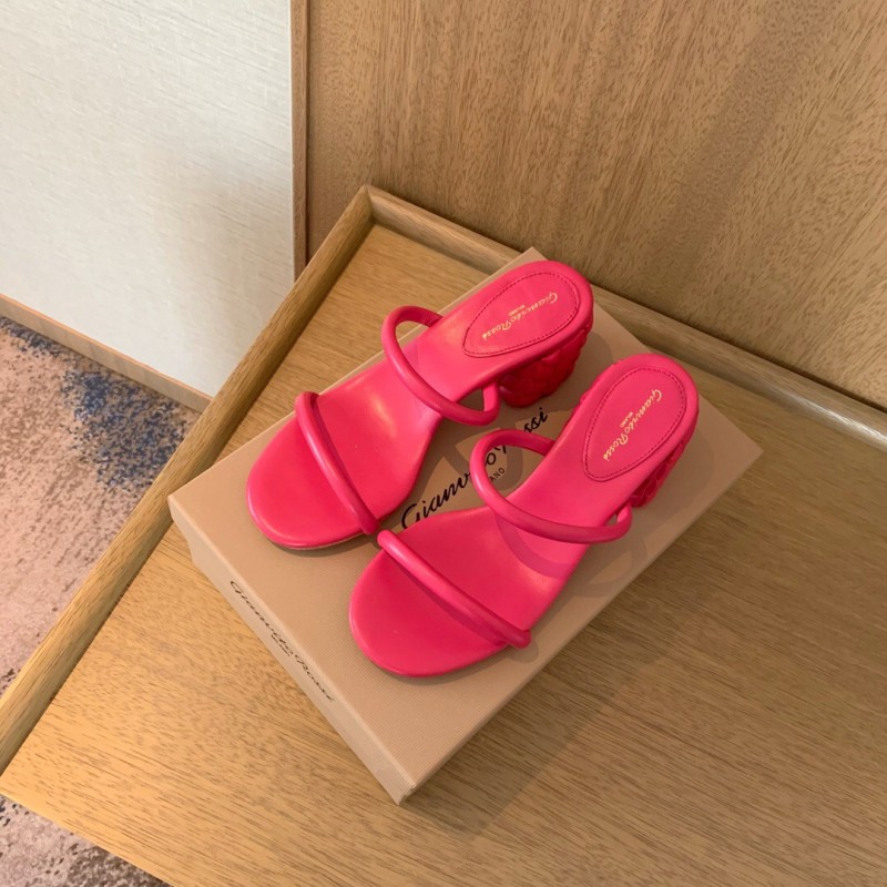 2025 Women Gianvito Rossi Pink Leather Sandals KFY00260