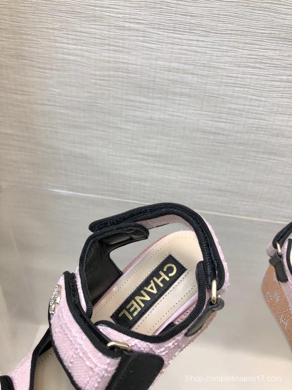 2025 Women Chanel Pink Leather Sandals LY00330