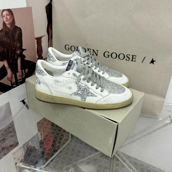 2024 Women GGDB White Silver Leather Suede Sneakers MJ00260