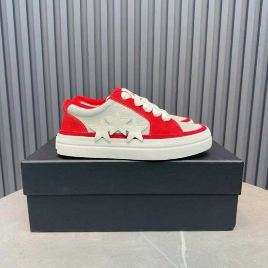 2024 Unisex Amiri Red White Canvas Sneakers MJ00300