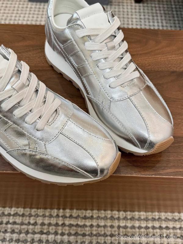 2025 Unisex HOGAN Silver Leather Sneakers