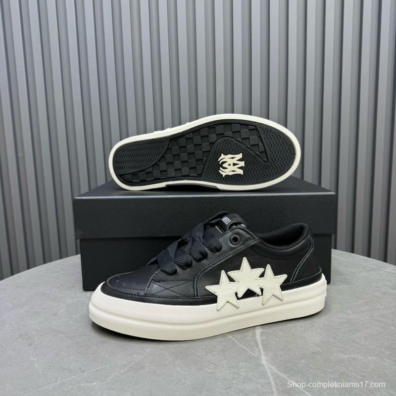 2024 Unisex Amiri Black White Leather Sneakers MJ00300
