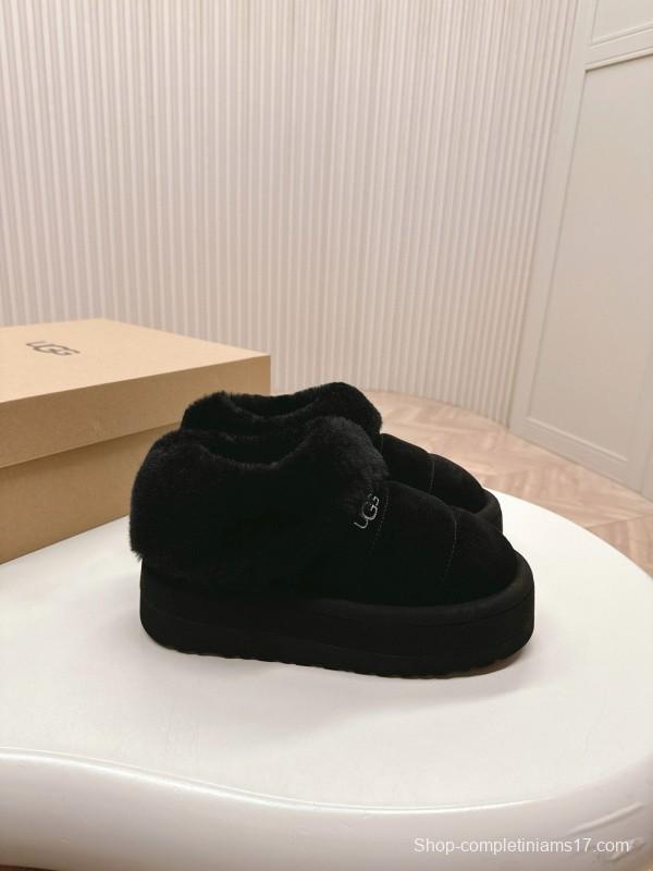2024 UGG Black Suede Sheepskin Slippers