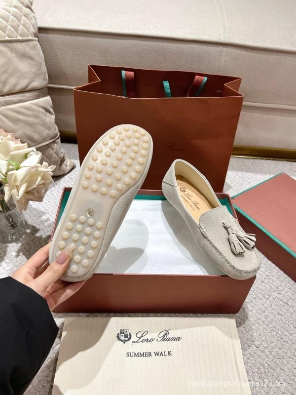 2025 Women Le Parmentier Beige Suede Loafers Tassel LY00291