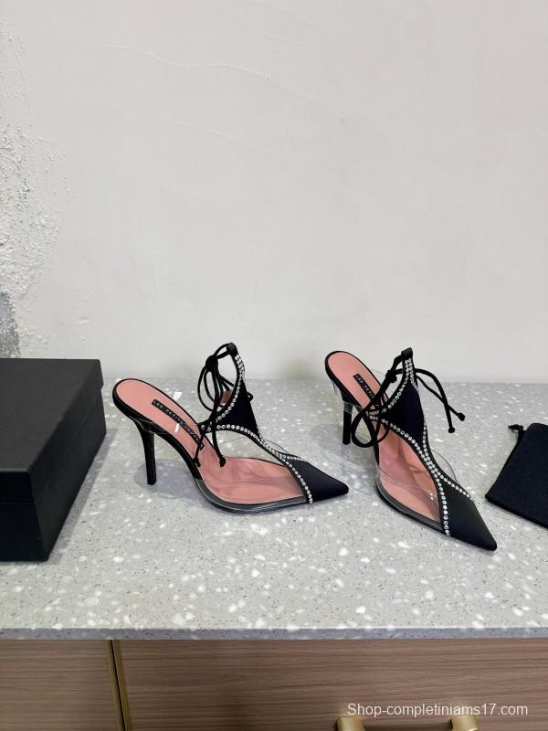2025 Women Les Petits Joueurs Black Transparent Satin High Heels KFY00290