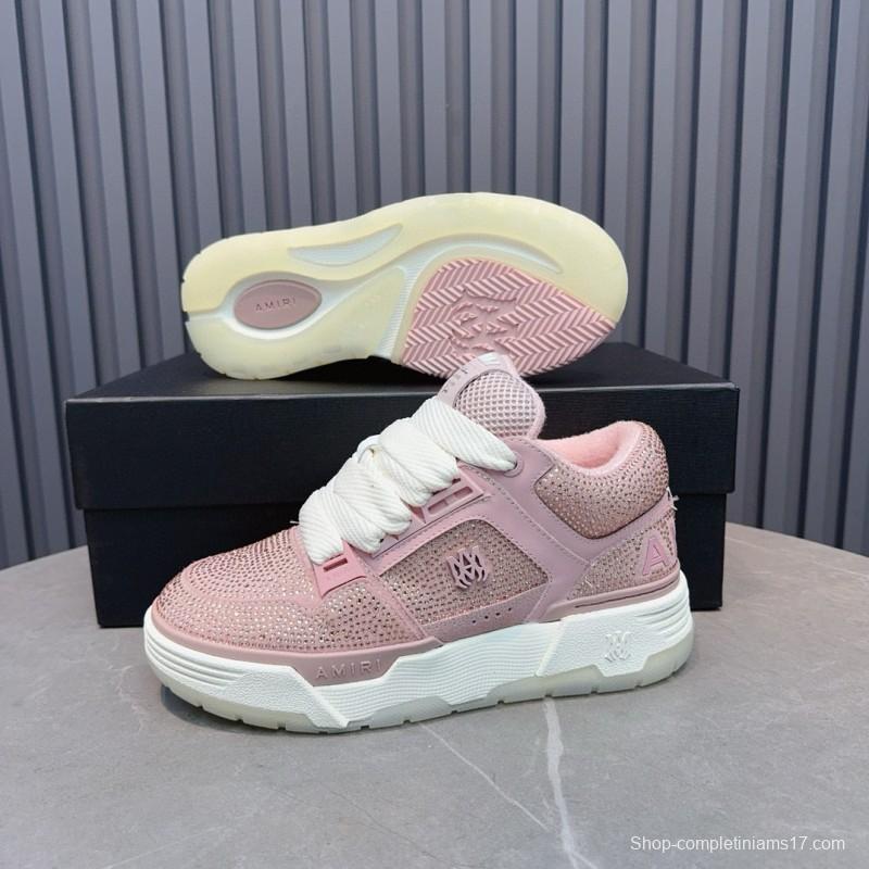 2024 Women Amiri pink mesh leather sneakers MJ00410