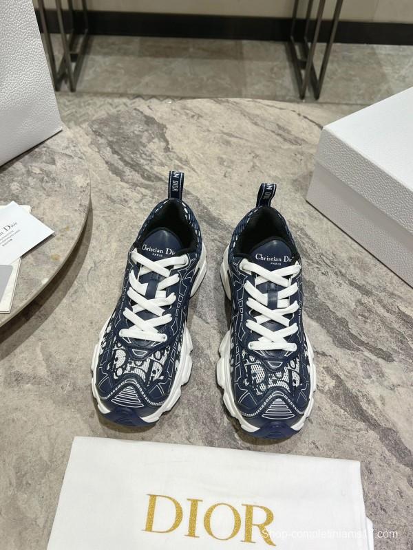 2025 Women Dior Navy White Fabric Sneakers