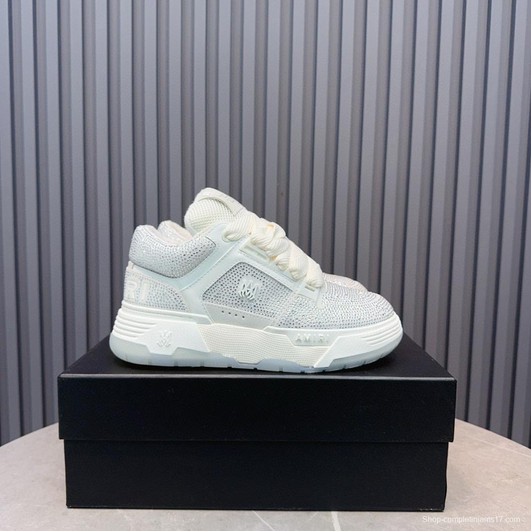 2024 Unisex Amiri White Mesh Leather Sneakers MJ00410