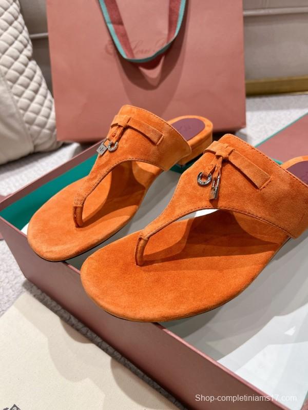 2025 LP Orange Suede Slippers LY00250