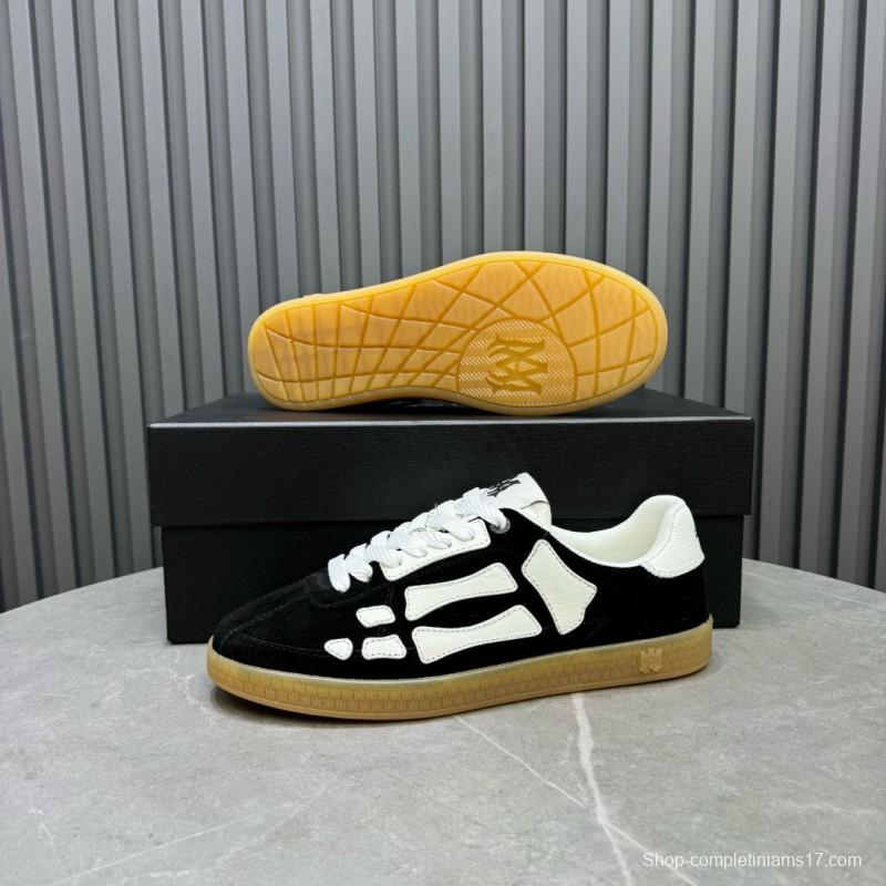 2024 Unisex Amiri Black White Suede Leather Sneakers MJ00300