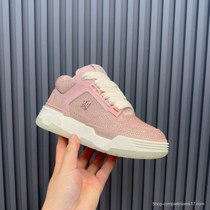 2024 Women Amiri pink mesh leather sneakers MJ00410