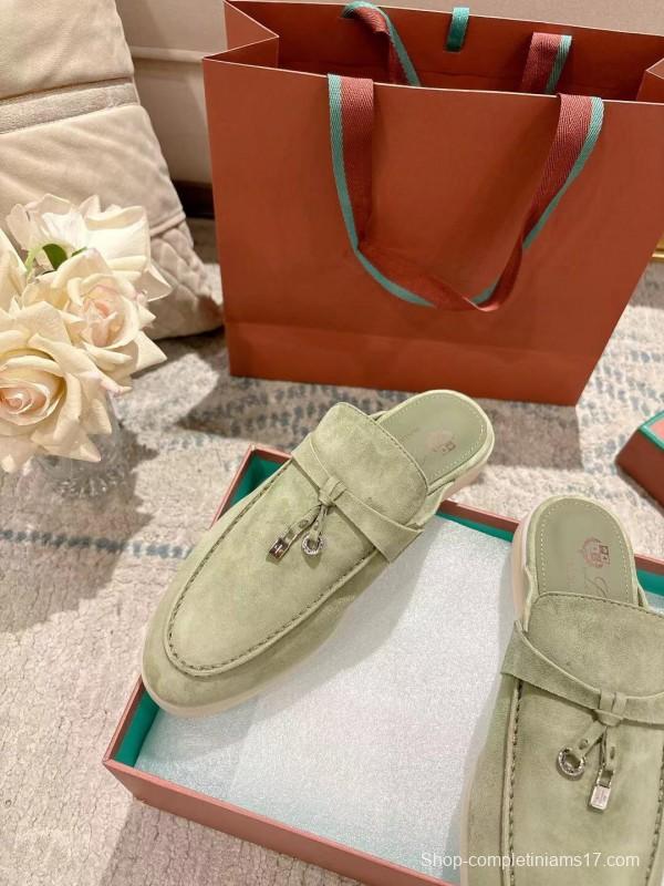 2025 Women LP Light Green Suede Loafers LY00000