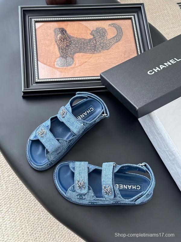 2025 Women Chanel Blue Denim Sandals LY00320