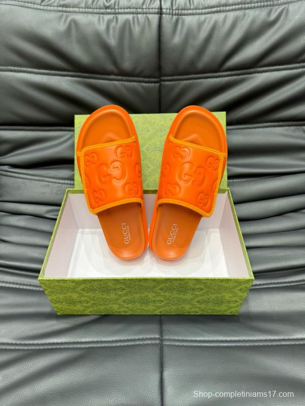 2024 GUCCI orange leather slippers MJ00200