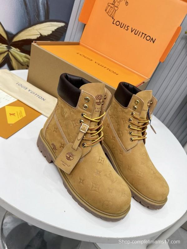 2024 Unisex Louis Vuitton Brown Nubuck Leather Ankle Boots Monogram MJ00450