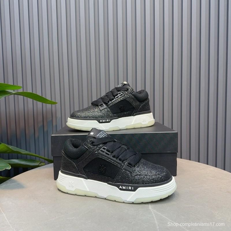 2024 Men Amiri Black Mesh Leather Sneakers MJ00360