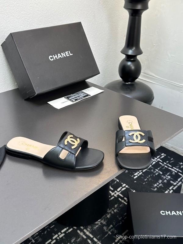 2025 Slippers Chanel Black Lambskin Slippers