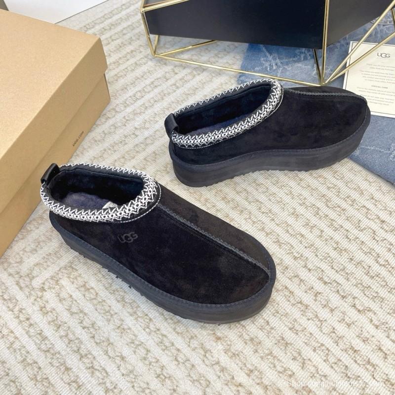 2024 Women UGG Black Suede Platform Slippers MJ00230