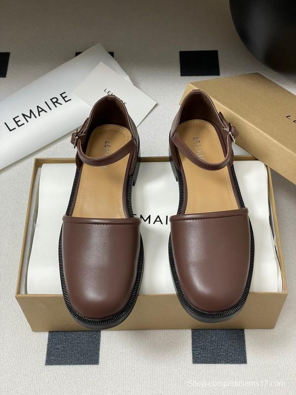 2025 Women Lemaire Brown Leather Mary Jane Shoes