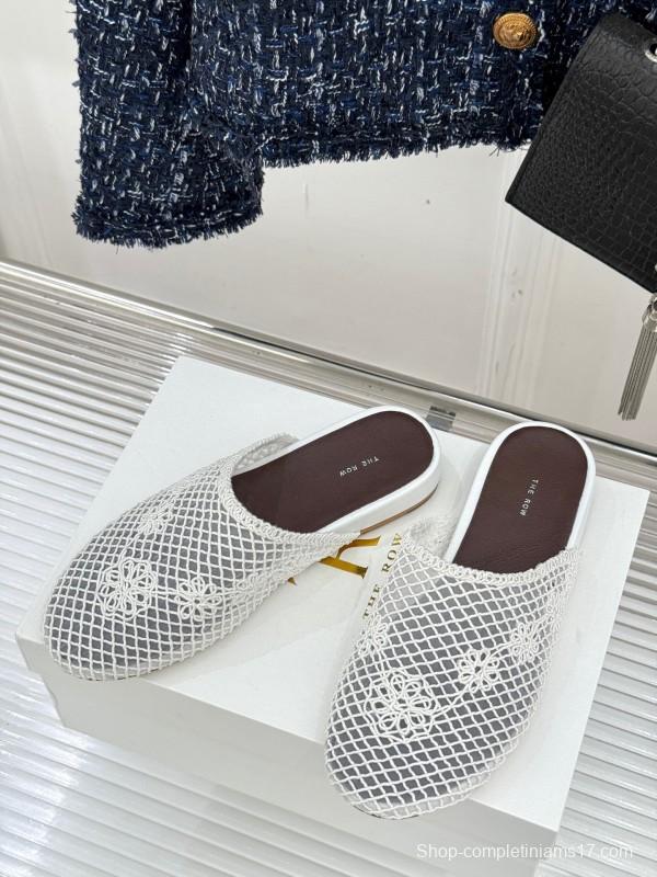 2025 Women Yves Saint Laurent White Mesh Slippers KFY00260
