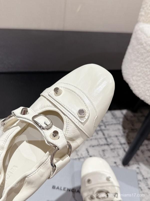 BALENCIAGA Cagole Metal Studs Ballet Flats - KFY00300