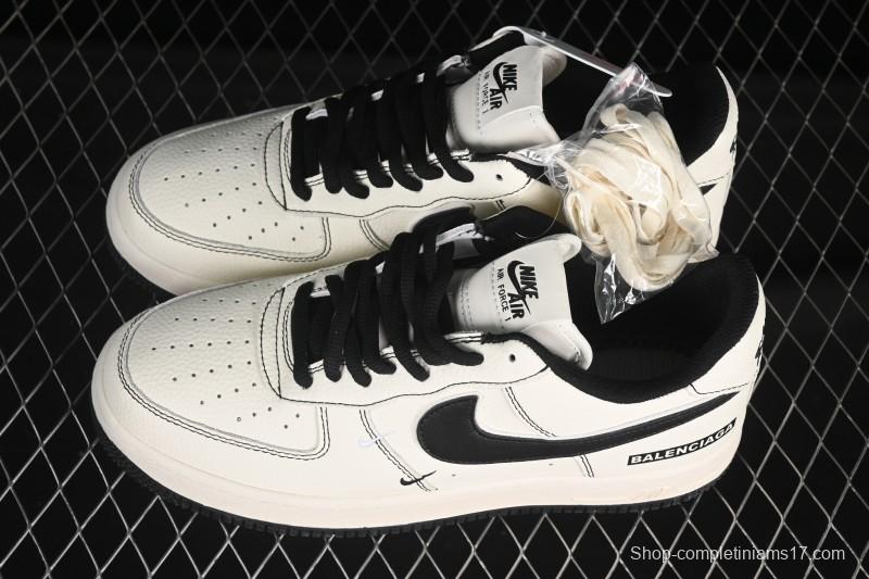 Nike Balenciaga Air Force 1'07 Low Collaboration Triple Swoosh Beige Black Casual Shoes - FR0538-090